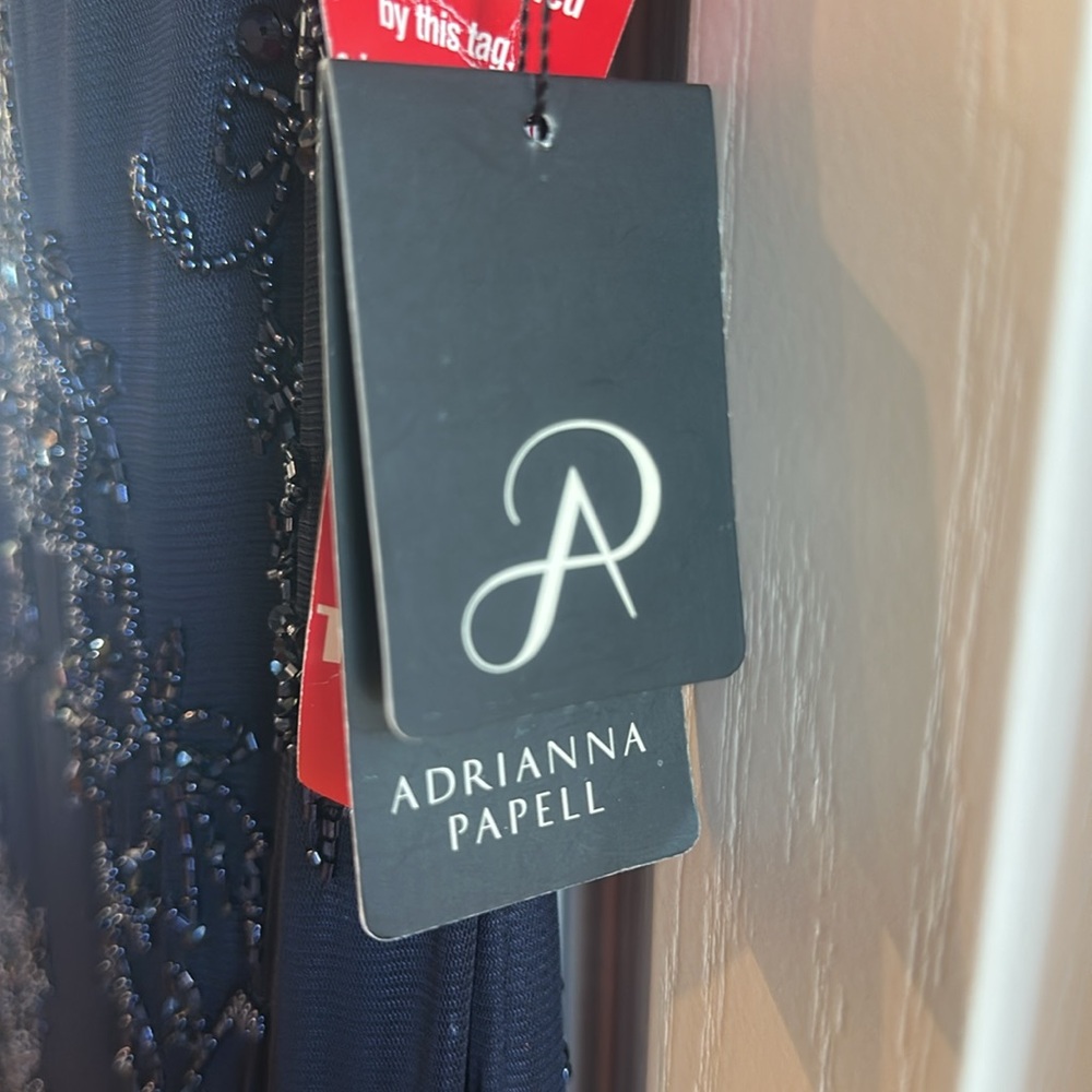Elegant Adrianna Papell Navy Evening Gown. New with tags - Picture 8 of 8